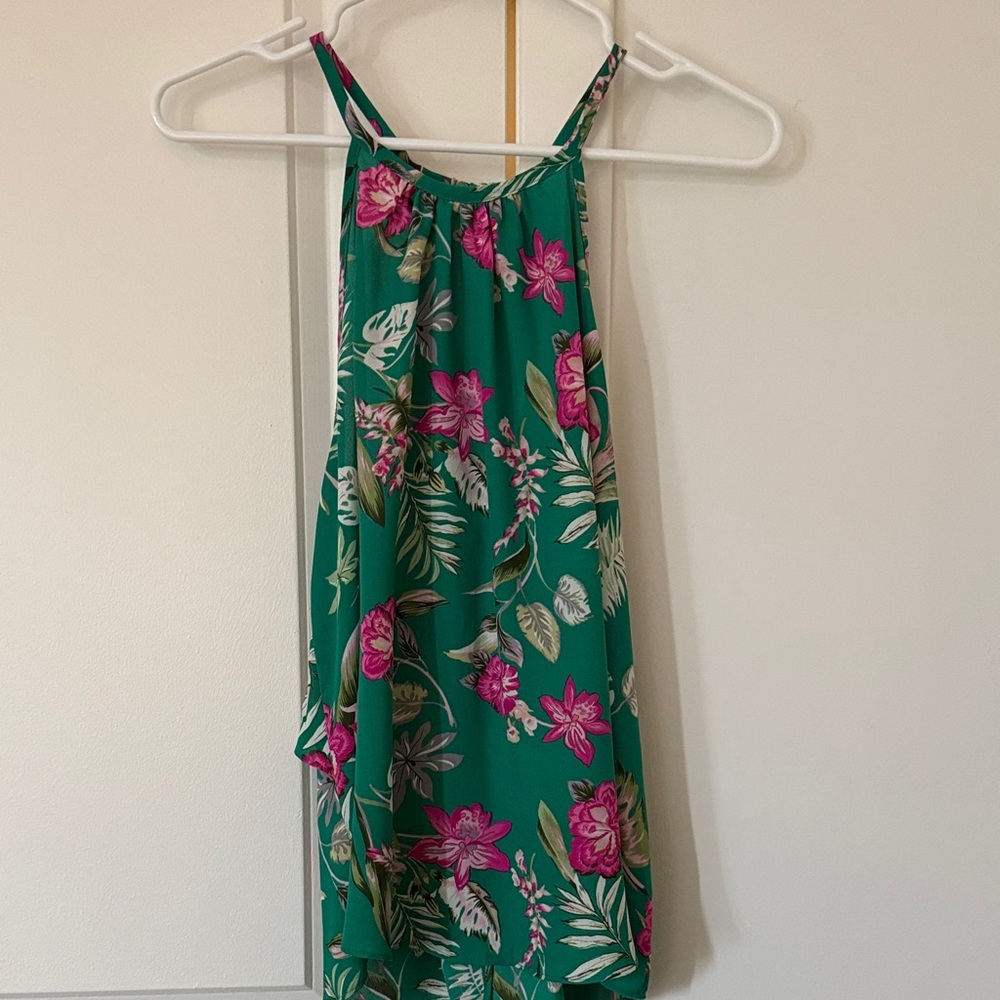 Lush Green and Pink Floral Top